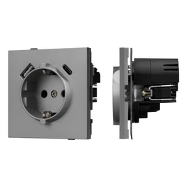 Фото #1 товара Механизм розетки с USB зарядкой SCT-TENDO-MUAC-PL-GR (230V, 16A) (Arlight, -)
