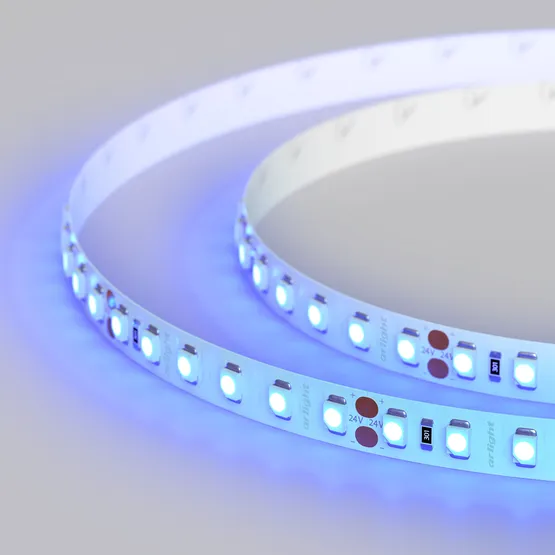 Фото #3 товара Светодиодная лента RT 2-5000 24V Blue 2x (3528, 600 LED, LUX) (Arlight, 9.6 Вт/м, IP20)