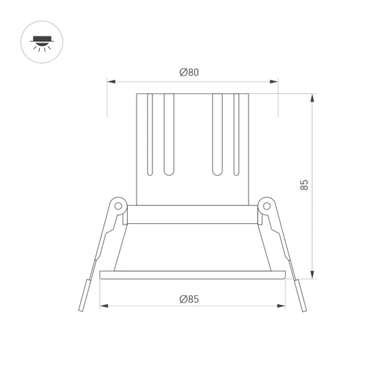 Фото #2 товара Светильник MS-FLOW-BUILT-R85-12W Warm3000 (BK, 55 deg, 230V) (Arlight, IP20 Металл, 5 лет)