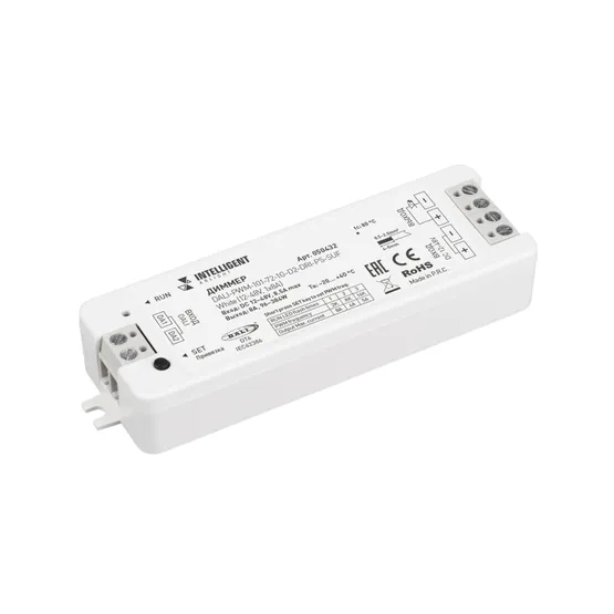 Фото товара INTELLIGENT ARLIGHT Диммер DALI-PWM-101-72-1G-D2-DRI-PS-SUF White (12-48V, 1x8A) (IARL, IP20 Пластик, 5 лет)