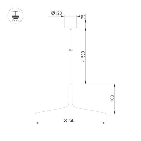 Фото #5 товара Светильник SP-FIORE-R250-8W Warm3000 (WH, 120 deg, 230V) (Arlight, IP20 Металл, 3 года)