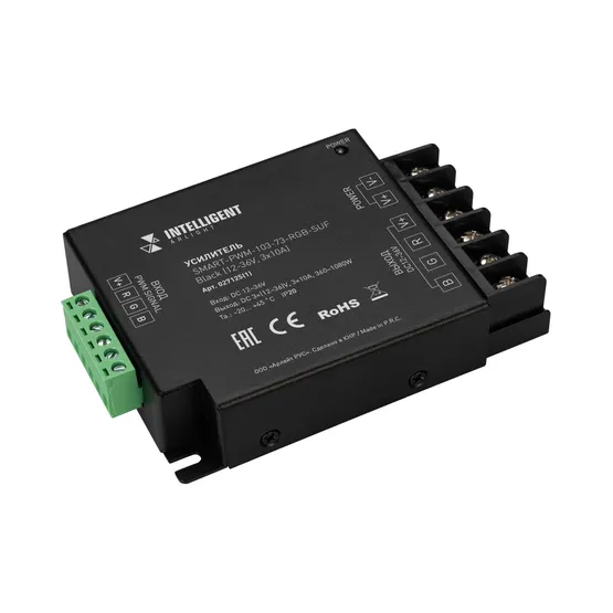 Фото товара INTELLIGENT ARLIGHT Усилитель SMART-PWM-103-73-RGB-SUF Black (12-36V, 3x10A) (IARL, IP20 Металл, 5 лет)