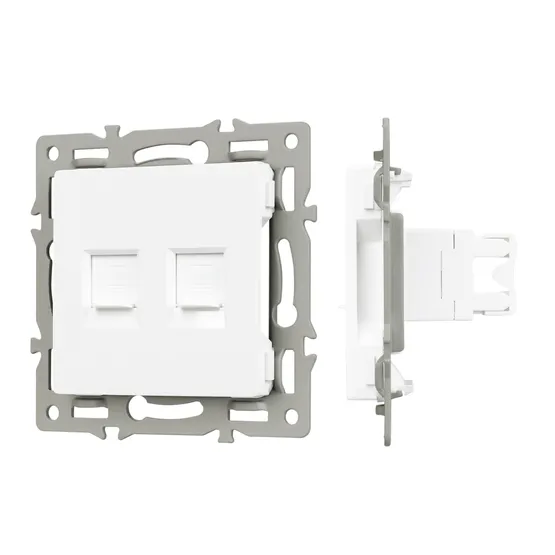 Фото #1 товара Механизм компьютерной розетки двойной SCT-MPC2-PL-WH (RJ-45, CAT6) (Arlight, -)