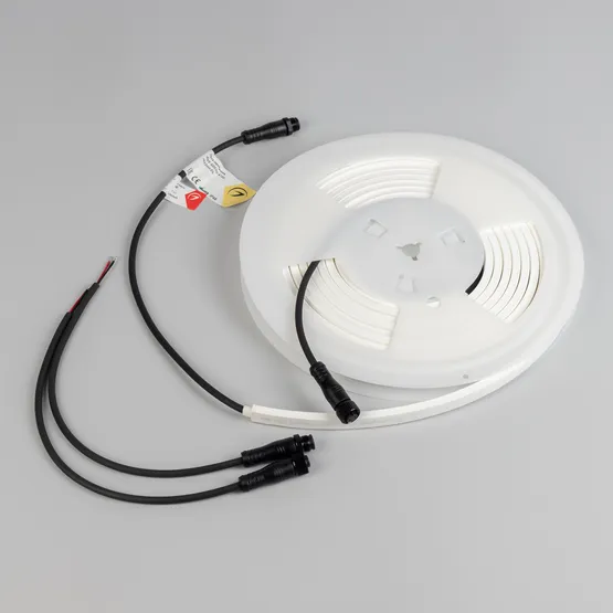 Фото #4 товара Светодиодная лента герметичная WAVE-SIDE-PU-A120-06x12mm 24V Warm3500 (8 W/m, IP68, 5m, wire x2) (Arlight, Вывод прямой, 3 года)