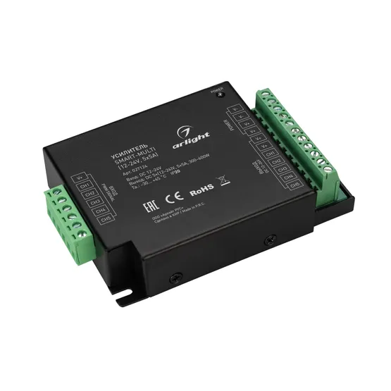Фото #1 товара Усилитель SMART-MULTI (12-24V, 5x5A) (Arlight, IP20 Металл, 5 лет)