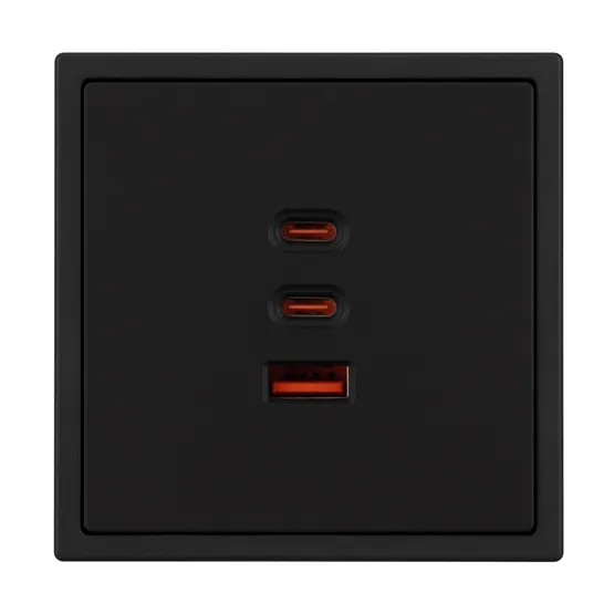Фото #4 товара ARL NOBE USB Розетка тип А+С+С софт-тач черный оникс SCT-MUACC-SFPL-FC-BK (65W, QC3) (Arlight, -)