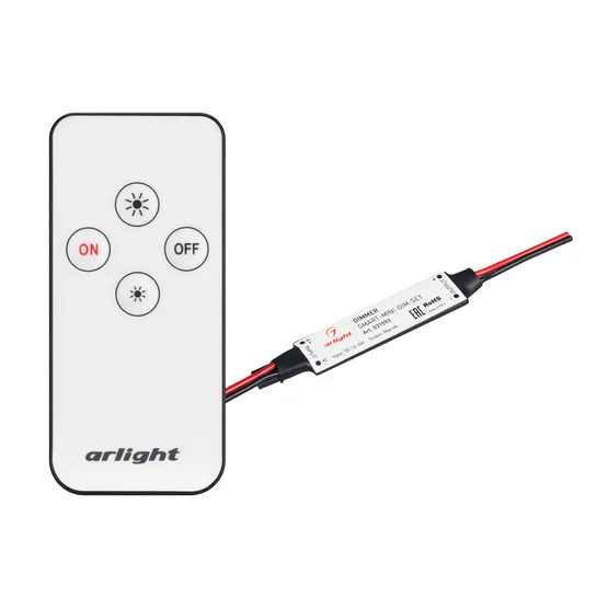 Фото #1 товара Диммер SMART-MINI-DIM-SET (12-24V, 1x4A, ПДУ 4кн, IR) (Arlight, IP20 Пластик, 5 лет)