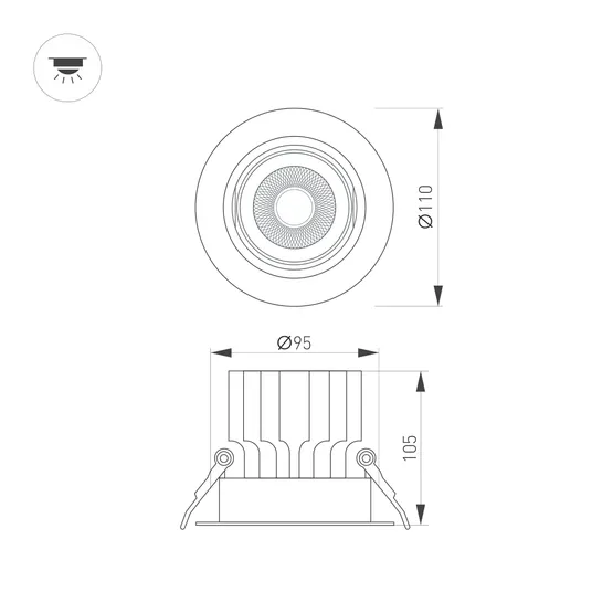 Фото #2 товара Светильник MS-VORTEX-BUILT-R110-20W Warm3000 (BK-BK, 20 deg, 230V) (Arlight, IP20 Металл, 5 лет)