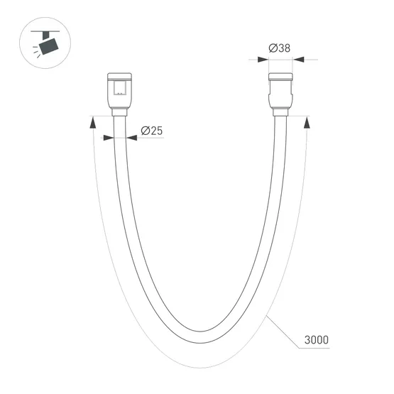 Фото #5 товара Светильник ART-APRIORI-TUBE-ELASTIC-R38-L3000-36W Day4000 (GD, 360 deg, 48V) (Arlight, IP20 Металл,  (Arlight, IP20 Металл, 3 года)