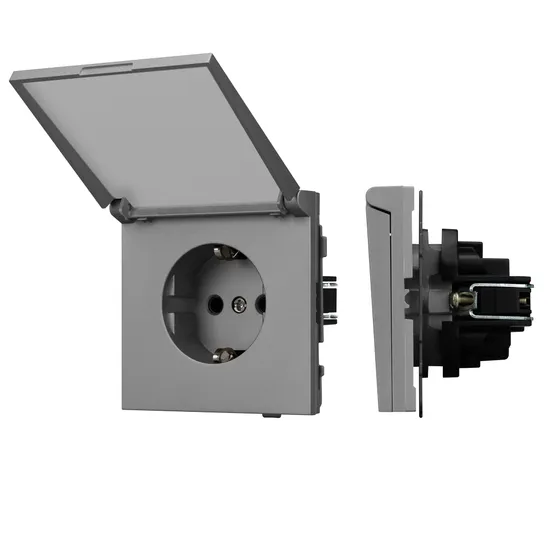 Фото #1 товара Механизм розетки влагозащищённый SCT-TENDO-MCP-PL-GR (230V, 16A) (Arlight, -)