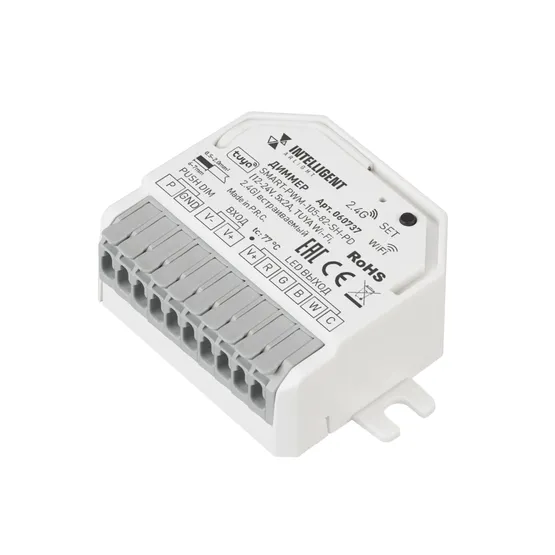 Фото товара INTELLIGENT ARLIGHT Диммер SMART-PWM-105-82-SH-PD (12-24V, 5x2A, TUYA Wi-Fi, 2.4G) встраиваемый (IARL, Контроллер)