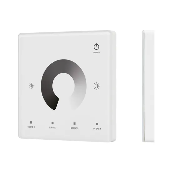Фото товара INTELLIGENT ARLIGHT Сенсорная панель SMART-RF-801-11-1G-4SC-DIM белый (3V, 2.4G) накладная (IARL, IP20 Пластик, 5 лет)