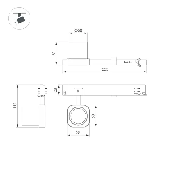 Фото #2 товара Светильник LGD-DIAFILM-4TR-R60-10W Warm3000 (WH, 38 deg, 230V) (Arlight, IP20 Металл, 5 лет)