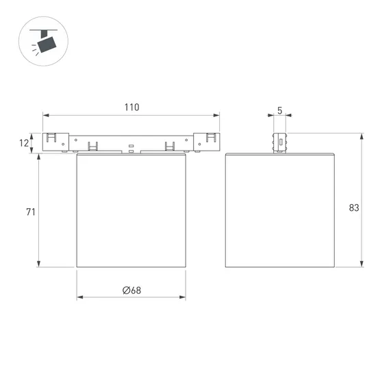 Фото #2 товара Светильник MAG-MICROCOSM-POINT-R68-7W Warm3000 (WH, 36 deg, 24V) (Arlight, IP20 Металл, 5 лет)