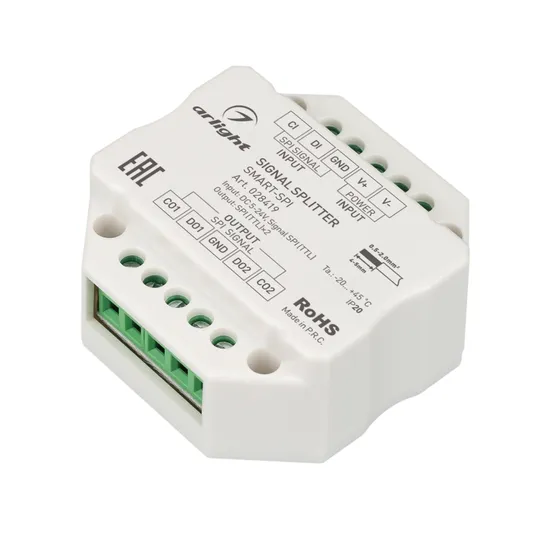 Фото #1 товара Усилитель SMART-SPI (12-24V, 2 output) (Arlight, IP20 Пластик, 5 лет)