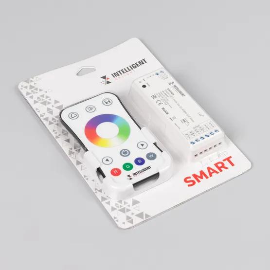 Фото #2 товара INTELLIGENT ARLIGHT Диммер SMART-SET-PWM-104-52-RGBW-SUF White (12-24V, 4x4A, ПДУ RING 10кн, 2.4G) (IARL, Контроллер)