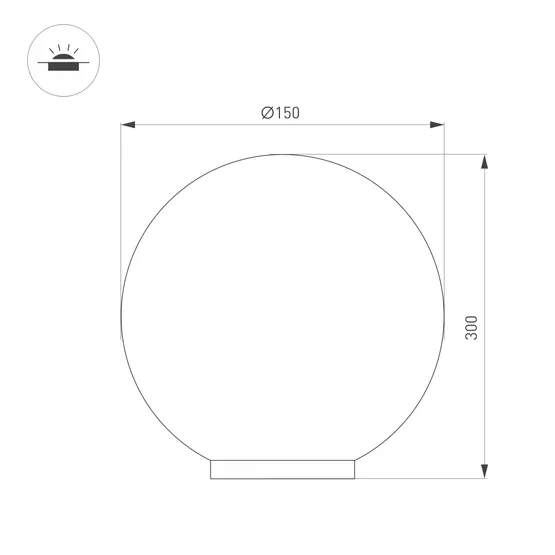 Фото #4 товара Светильник KT-GLOBE-R300-10W Warm3000 (DG, 275 deg, 24V) (Arlight, IP65 Металл, 3 года)