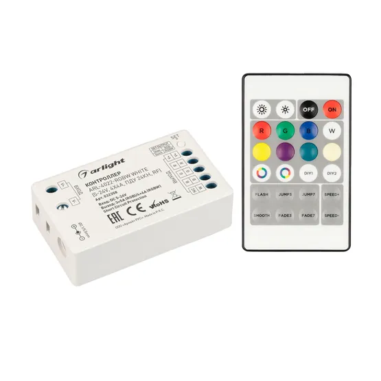 Фото #1 товара Контроллер ARL-4022-RGBW White (5-24V, 4x4A, ПДУ 24кн, RF) (Arlight, IP20 Пластик, 3 года)