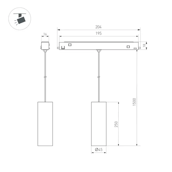 Фото #7 товара Светильник MAG-ORIENT-SPOT-HANG-R45-12W Warm3000 (BK, 24 deg, 48V, DALI) (Arlight, IP20 Металл, 5 лет)