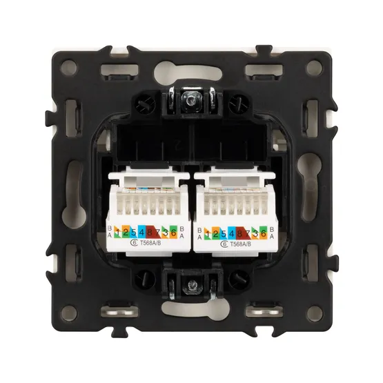 Фото #3 товара Механизм сдвоенной компьютерной розетки SCT-NOBE-MPC2-SFPL-WH (RJ-45, CAT6) (Arlight, -)