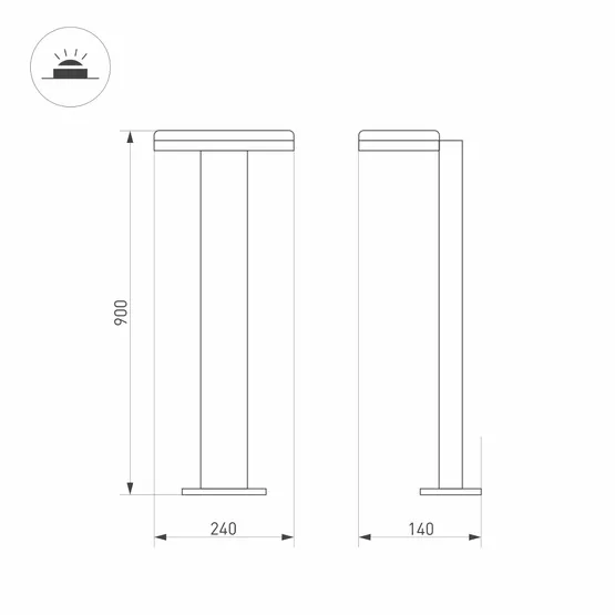 Фото #4 товара Светильник LGD-TENT-BOLL-H900-9W Warm3000 (GR, 110 deg, 230V) (Arlight, IP65 Металл, 3 года)