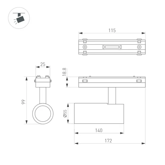 Фото #3 товара Светильник MAG-VIBE-SPOT-R55-18W Day4000 (BK, 24 deg, 48V) (Arlight, IP20 Металл, 5 лет)